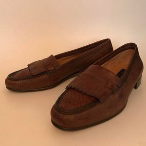 Vintage Fragiacomo Vitello Marrone Walnut Brown Tassle Loafer Shoes Mens Size 9